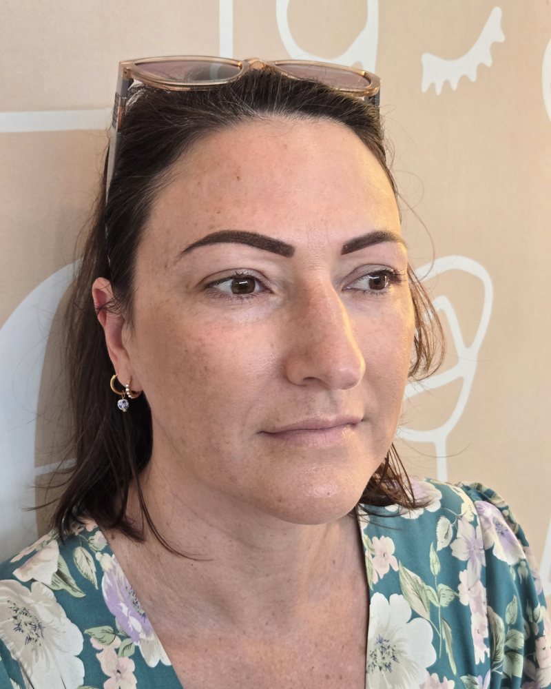 Healed brows by Kim, three-quarter view